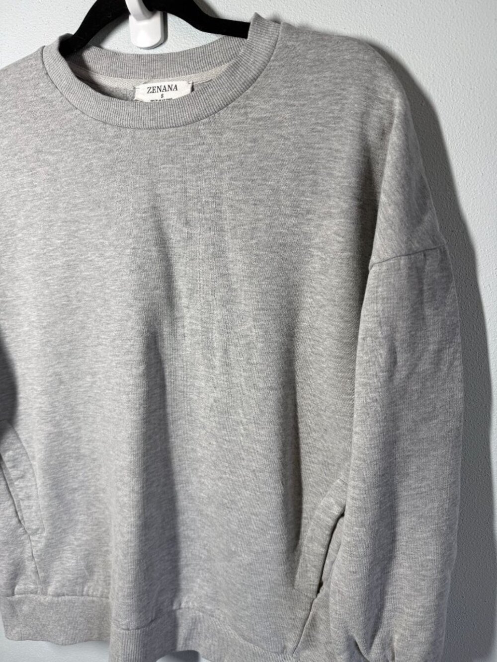 Zenana Womens Small Gray Sweatshirt Crewneck Pullover Cozy Pockets Lounge Casual - Picture 4 of 12